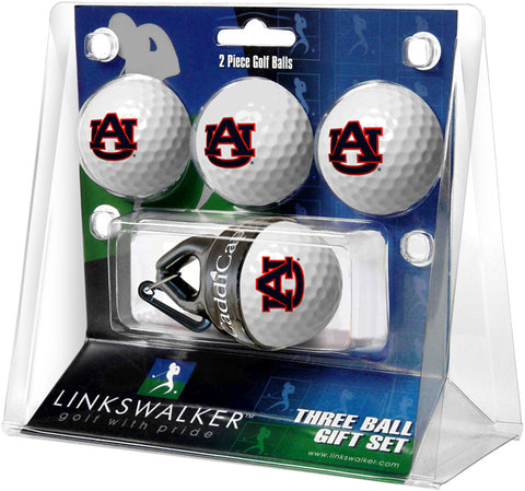 Auburn Tigers Regulation Size 4 Golf Ball Gift Pack + CaddiCap Holder