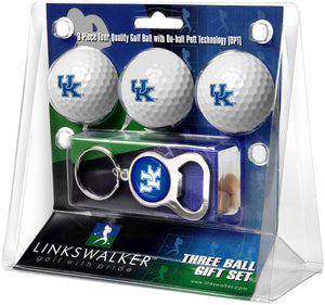 Kentucky Wildcats - 3 Ball Gift Pack with Key Chain Bottle Opener