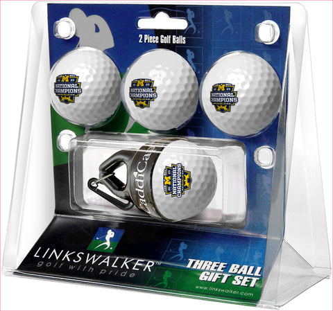 Michigan Wolverines 2023 Champions Regulation Size 4 Golf Ball Gift Pack + CaddiCap Holder