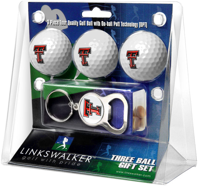 Texas Tech Red Raiders - 3 Ball Gift Pack with Key Chain Bottle Opener
