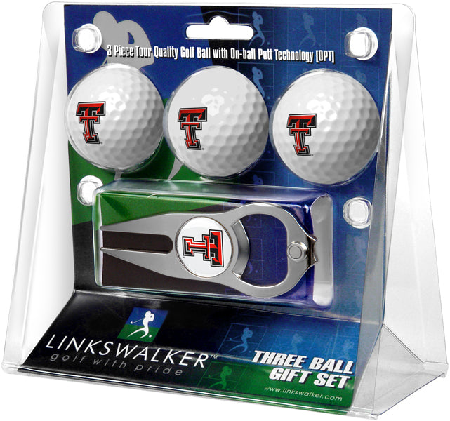 Texas Tech Red Raiders - 3 Ball Gift Pack with Hat Trick Divot Tool