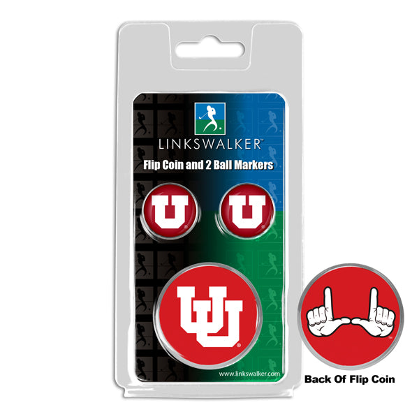 Utah Utes - Flip Coin and 2 Golf Ball Marker Pack