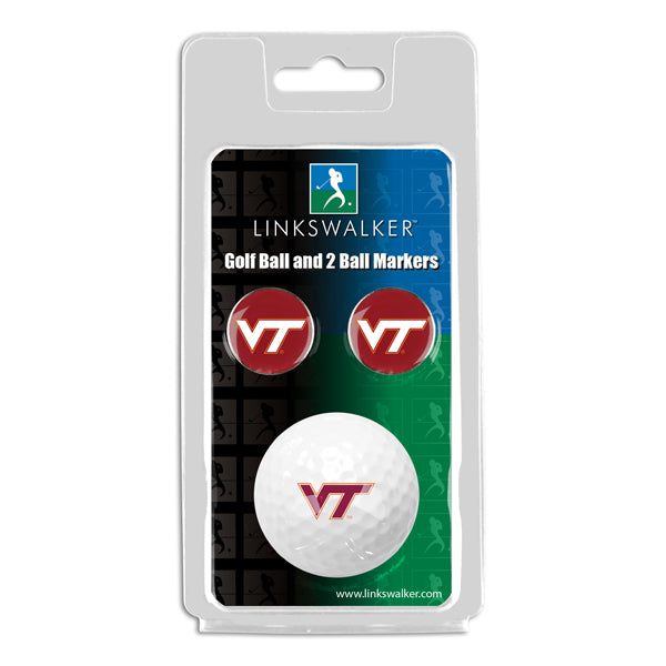 Virginia Tech Hokies - Golf Ball and 2 Ball Marker Pack