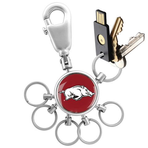 Arkansas Razorbacks Collegiate Valet Keychain with 6 Keyrings