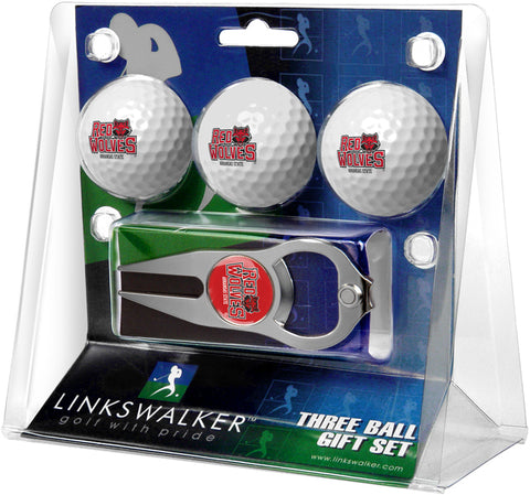 Arkansas State Red Wolves Regulation Size 3 Golf Ball Gift Pack with Hat Trick Divot Tool (Silver)