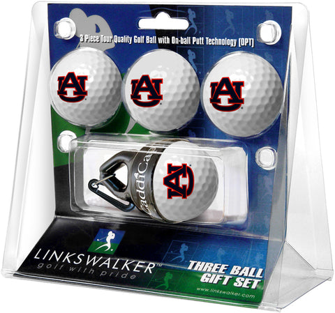 Auburn Tigers - 4 Golf Ball Gift Pack with CaddiCap Ball Holder