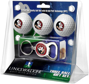 Florida State Seminoles - 3 Ball Gift Pack with Key Chain Bottle Opener