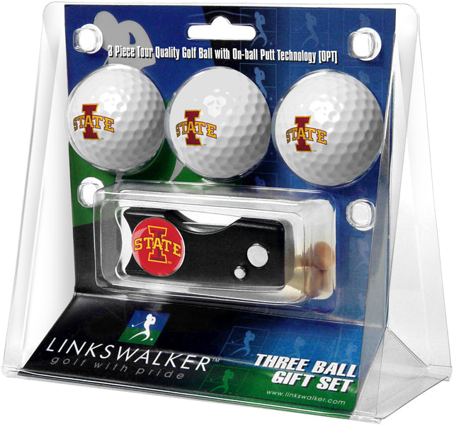 Iowa State Cyclones - Spring Action Divot Tool 3 Ball Gift Pack
