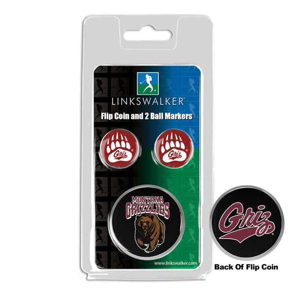 Montana Grizzlies - Flip Coin and 2 Golf Ball Marker Pack