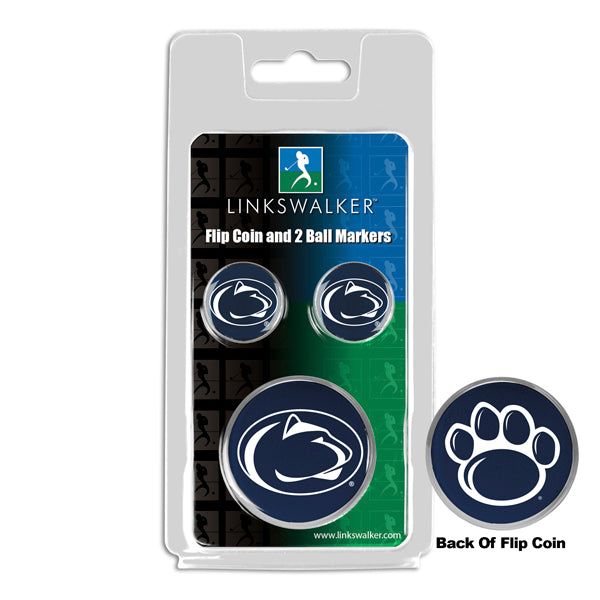 Penn State Nittany Lions - Flip Coin and 2 Golf Ball Marker Pack