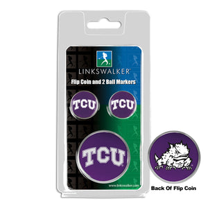 Texas Christian Horned Frogs - Flip Coin and 2 Golf Ball Marker Pack