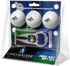Montana State Bobcats - 3 Ball Gift Pack with Hat Trick Divot Tool