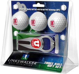Utah Utes - 3 Ball Gift Pack with Hat Trick Divot Tool