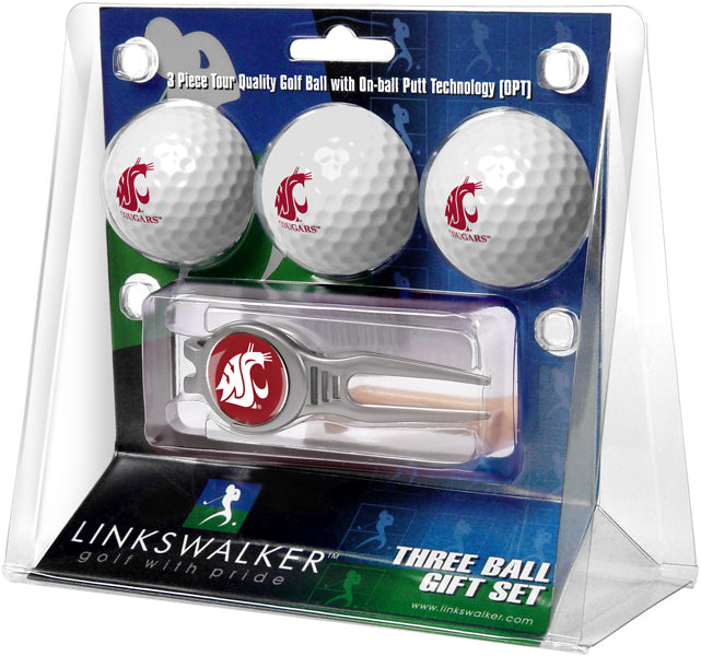 Washington State Cougars - Kool Tool 3 Ball Gift Pack - Linkswalkerdirect