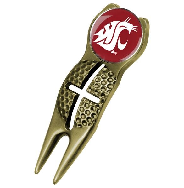 Washington State Cougars - Crosshairs Divot Tool  -  Gold - Linkswalkerdirect