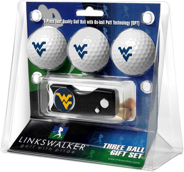 West Virginia Mountaineers - Spring Action Divot Tool 3 Ball Gift Pack - Linkswalkerdirect