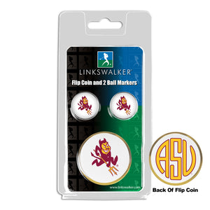 Arizona State Sun Devils Flip Challenge Coin 2 Golf Ball Markers Pack