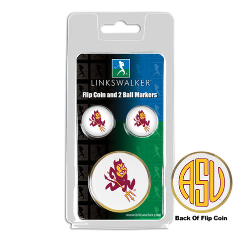 Arizona State Sun Devils Flip Challenge Coin 2 Golf Ball Markers Pack