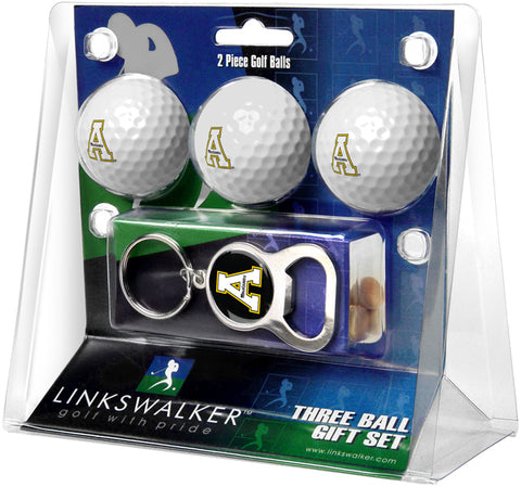 Appalachian State Mountaineers Regulation Size 3 Golf Ball Gift Pack with Keychain Bottle Opener