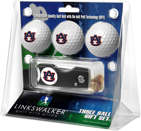 Auburn Tigers - Spring Action Divot Tool 3 Ball Gift Pack