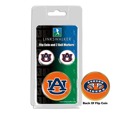 Auburn Tigers - Flip Coin and 2 Golf Ball Marker Pack