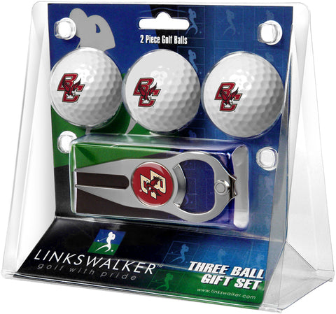 Boston College Eagles Regulation Size 3 Golf Ball Gift Pack with Hat Trick Divot Tool (Silver)