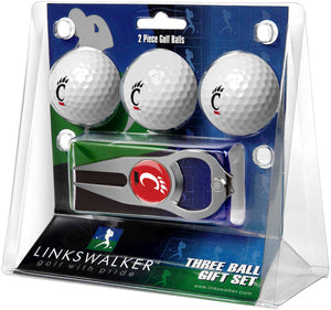 Cincinnati Bearcats Regulation Size 3 Golf Ball Gift Pack with Hat Trick Divot Tool (Silver)