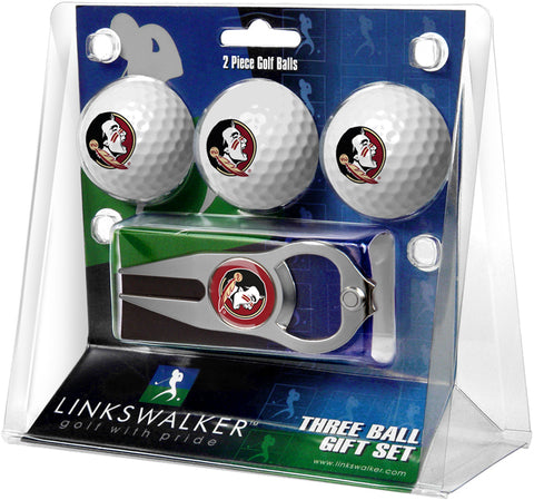 Florida State Seminoles Regulation Size 3 Golf Ball Gift Pack with Hat Trick Divot Tool (Silver)