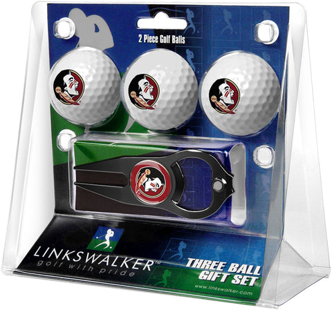 Florida State Seminoles Regulation Size 3 Golf Ball Gift Pack with Hat Trick Divot Tool (Black)