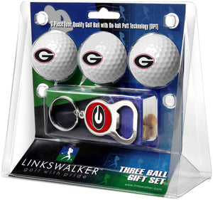 Georgia Bulldogs - 3 Ball Gift Pack with Key Chain Bottle Opener