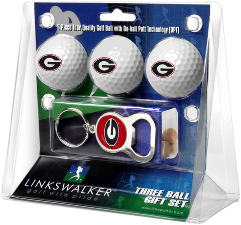 Georgia Bulldogs - 3 Ball Gift Pack with Key Chain Bottle Opener