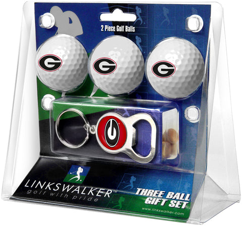 Georgia Bulldogs Regulation Size 3 Golf Ball Gift Pack with Keychain Bottle Opener