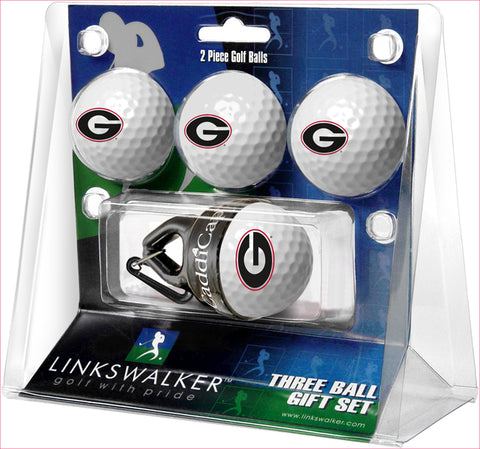 Georgia Bulldogs Regulation Size 4 Golf Ball Gift Pack + CaddiCap Holder