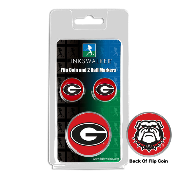 Georgia Bulldogs - Flip Coin and 2 Golf Ball Marker Pack