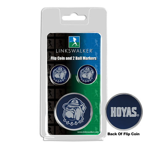 Georgetown Hoyas - Flip Coin and 2 Golf Ball Marker Pack