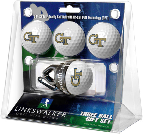 Georgia Tech Yellow Jackets 4 Golf Ball Gift Pack with CaddiCap Ball Holder