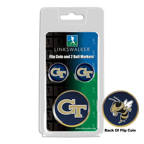 Georgia Tech Yellow Jackets Flip Challenge Coin 2 Golf Ball Markers Pack