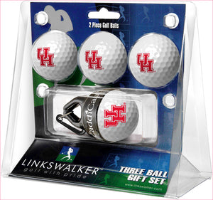 Houston Cougars Regulation Size 4 Golf Ball Gift Pack + CaddiCap Holder