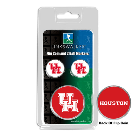 Houston Cougars - Flip Coin and 2 Golf Ball Marker Pack