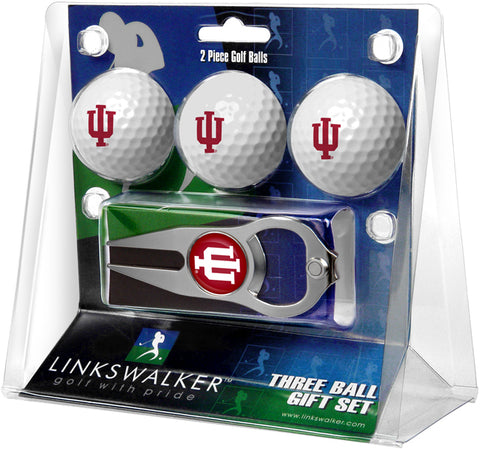 Indiana Hoosiers Regulation Size 3 Golf Ball Gift Pack with Hat Trick Divot Tool (Silver)
