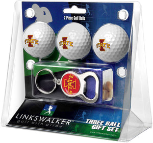 Iowa State Cyclones Regulation Size 3 Golf Ball Gift Pack with Keychain Bottle Opener