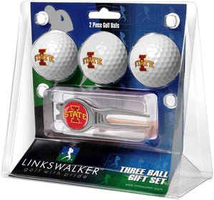 Iowa State Cyclones Regulation Size 3 Golf Ball Gift Pack with Kool Divot Tool