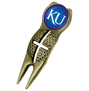 Kansas Jayhawk - Crosshairs Divot Tool  -  Gold