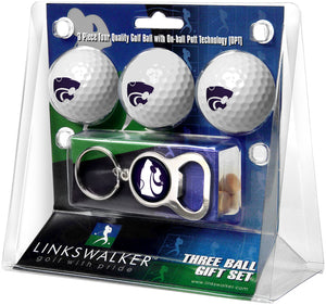 Kansas State Wildcats - 3 Ball Gift Pack with Key Chain Bottle Opener