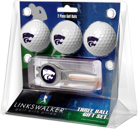 Kansas State Wildcats Regulation Size 3 Golf Ball Gift Pack with Kool Divot Tool