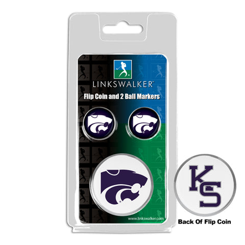 Kansas State Wildcats Flip Challenge Coin 2 Golf Ball Markers Pack
