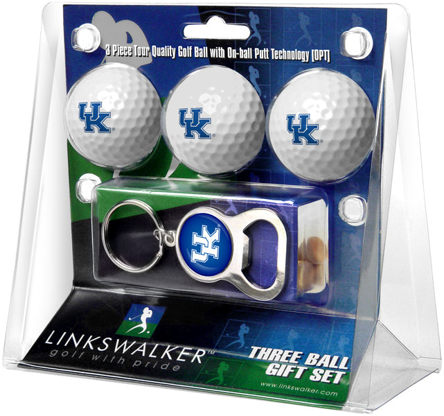 Kentucky Wildcats - 3 Ball Gift Pack with Key Chain Bottle Opener