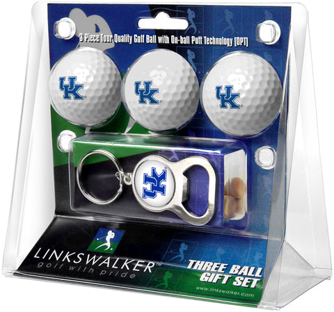 Kentucky Wildcats - 3 Ball Gift Pack with Key Chain Bottle Opener