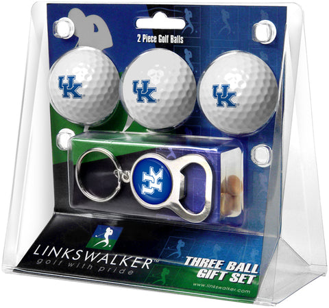 Kentucky Wildcats Regulation Size 3 Golf Ball Gift Pack with Keychain Bottle Opener