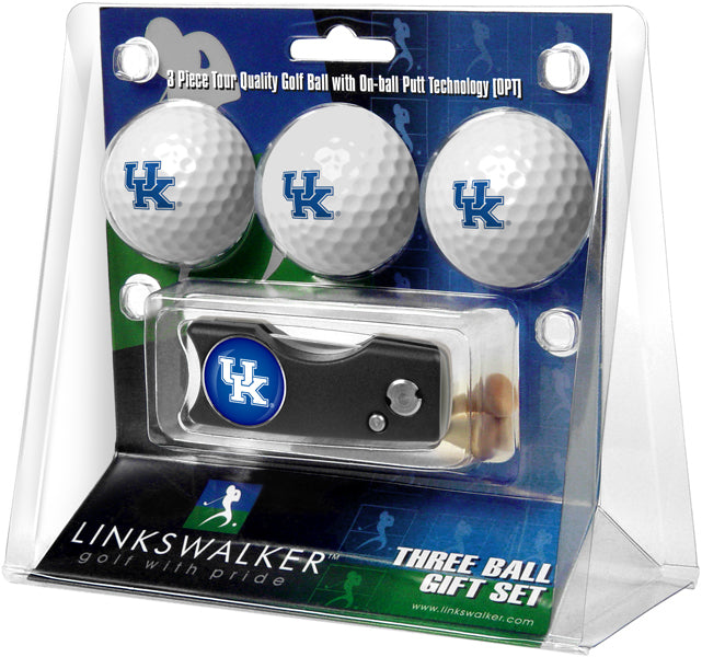 Kentucky Wildcats - Spring Action Divot Tool 3 Ball Gift Pack
